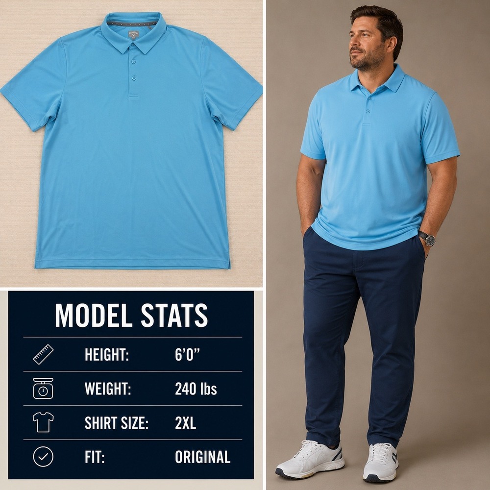 Callaway Opti-Dri Mens Blue Short‎ Sleeve Golf Polo Shirt XXL CGKSE0P9 NEW